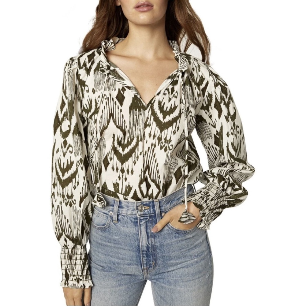 NWT Misa Los Angeles Merida Top in Green/White, Size S